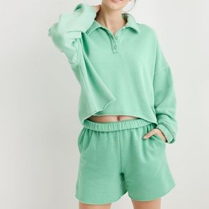 Aerie Cropped Polo Sweatshirt and Matching Sweat Shorts